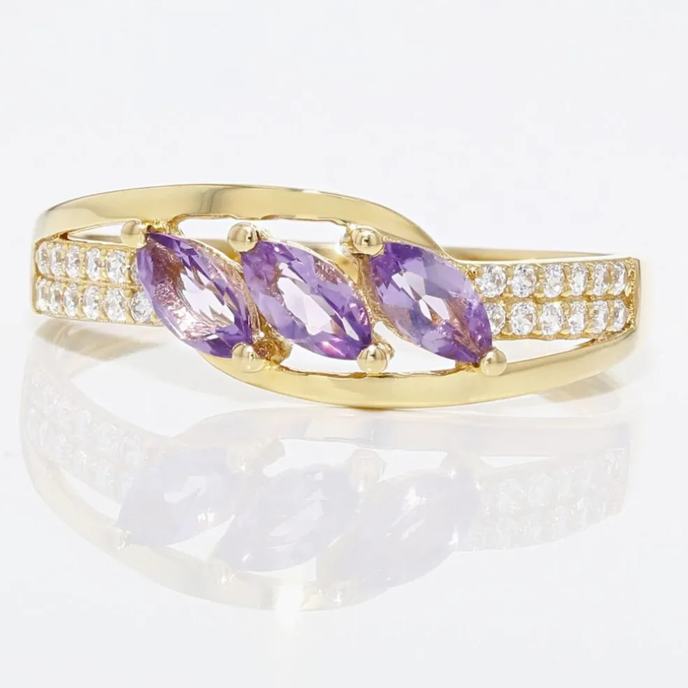 Bague Lukretia Or Jaune Amethyste Et Oxyde De Zirconium