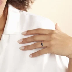 Bague Lupe Or Blanc Saphir Et Diamant