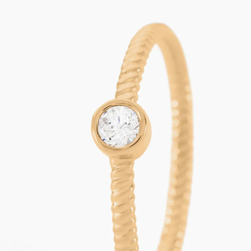 Bague Lyza Plaque Or Jaune Oxyde De Zirconium