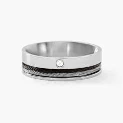 Bague Madine Acier Blanc Diamant