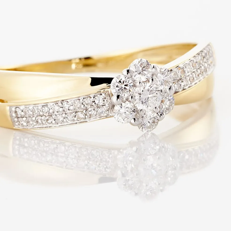 Bague Magnolia Croisee Or Jaune Diamant