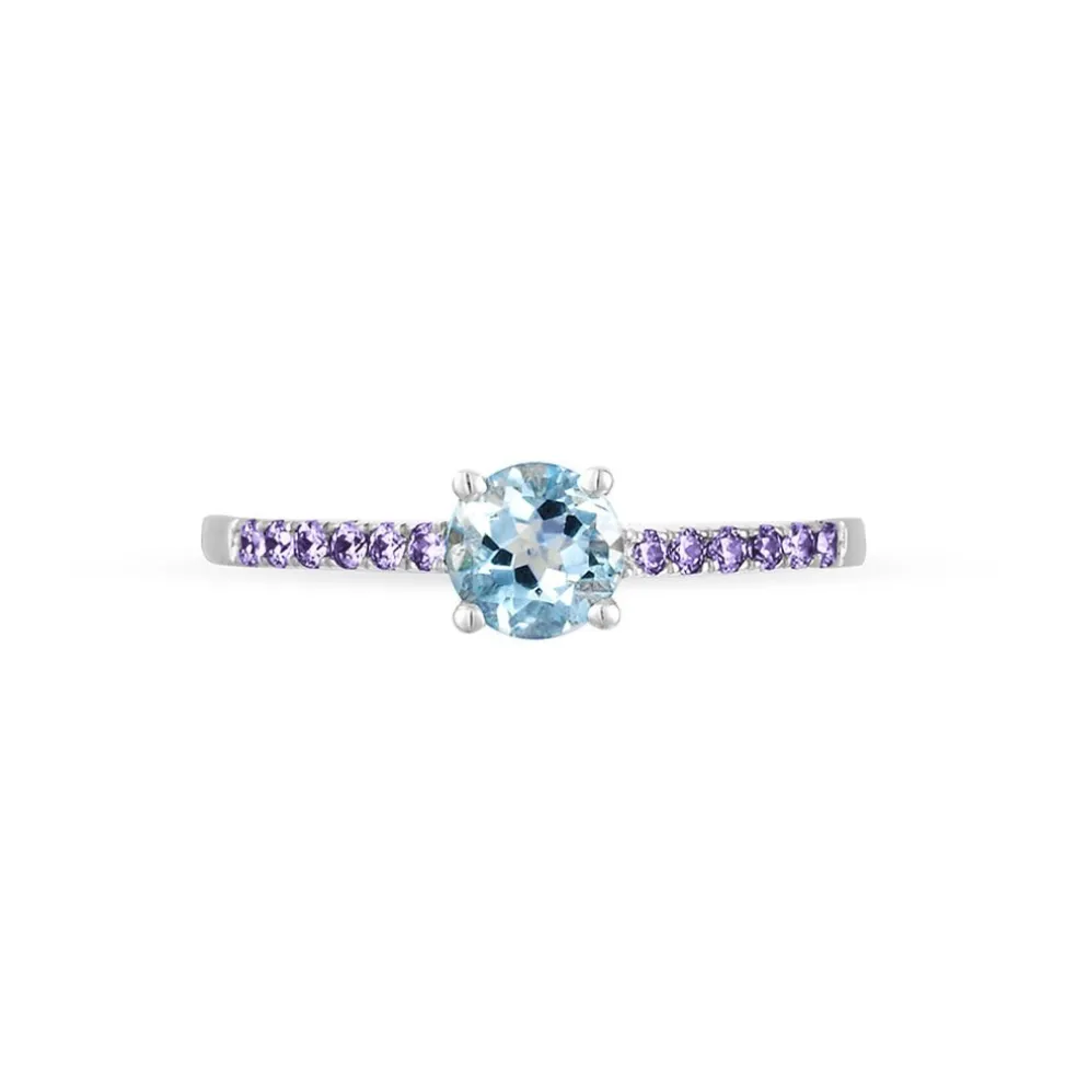 Bague Manon Or Blanc Topaze Et Amethyste