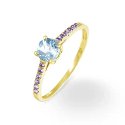 Bague Manon Or Jaune Topaze Et Amethyste