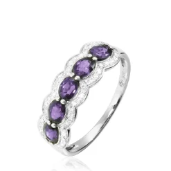 Bague Margaux Or Blanc Amethyste Et Diamant