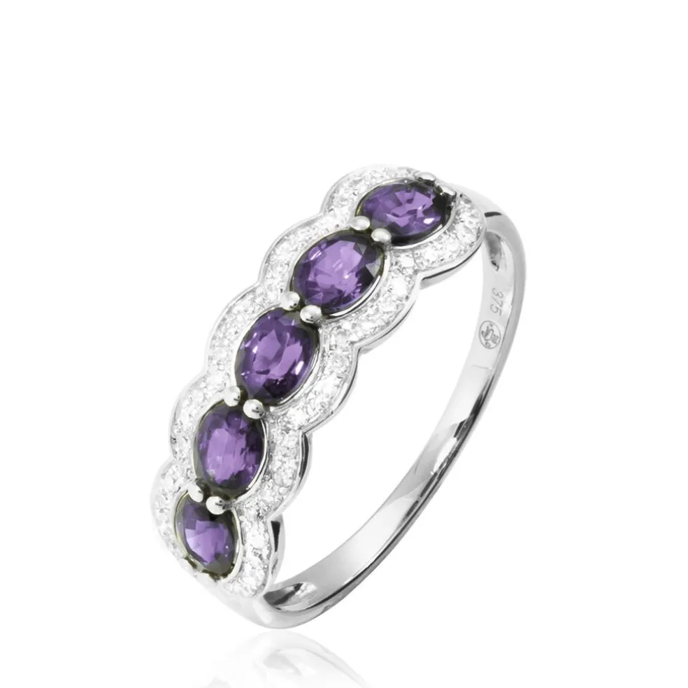 Bague Margaux Or Blanc Amethyste Et Diamant
