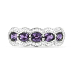 Bague Margaux Or Blanc Amethyste Et Diamant