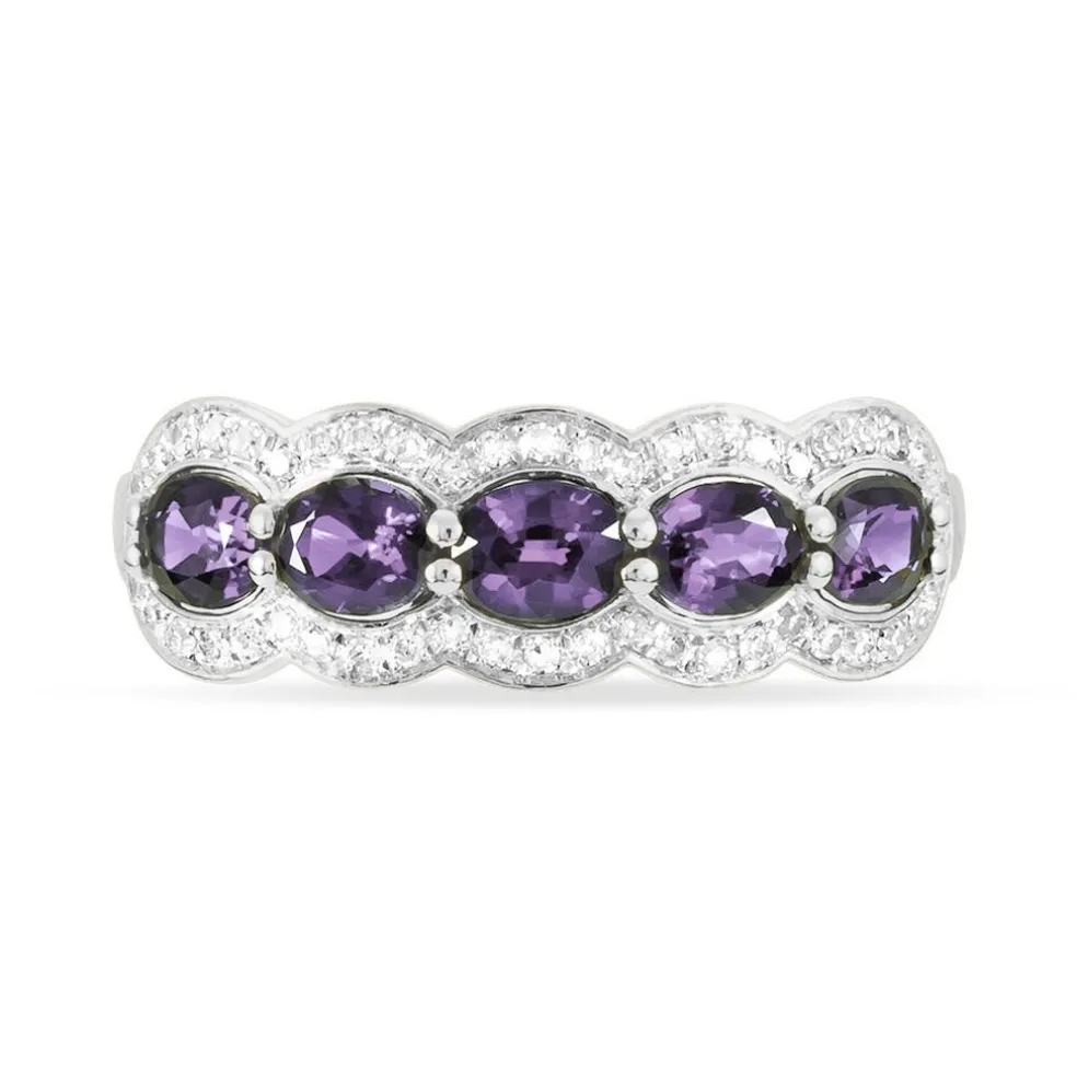 Bague Margaux Or Blanc Amethyste Et Diamant