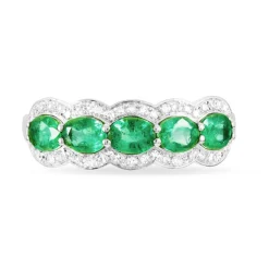 Bague Margaux Or Blanc Emeraude Et Diamant