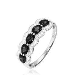 Bague Margaux Or Blanc Onyx Et Diamant