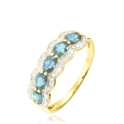 Bague Margaux Or Jaune Aigue Marine Et Diamant
