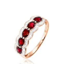 Bague Margaux Or Rose Grenat Et Diamant