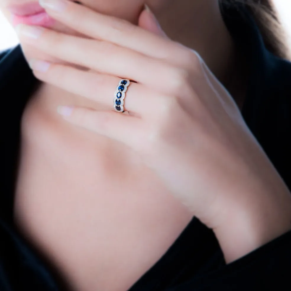Bague Margaux Or Rose Saphir Et Diamant
