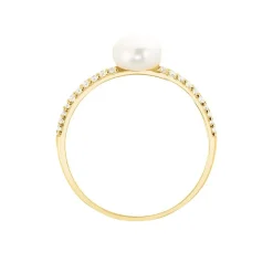 Bague Maria-francoise Or Jaune Perle De Culture Et Oxyde De Zirconium