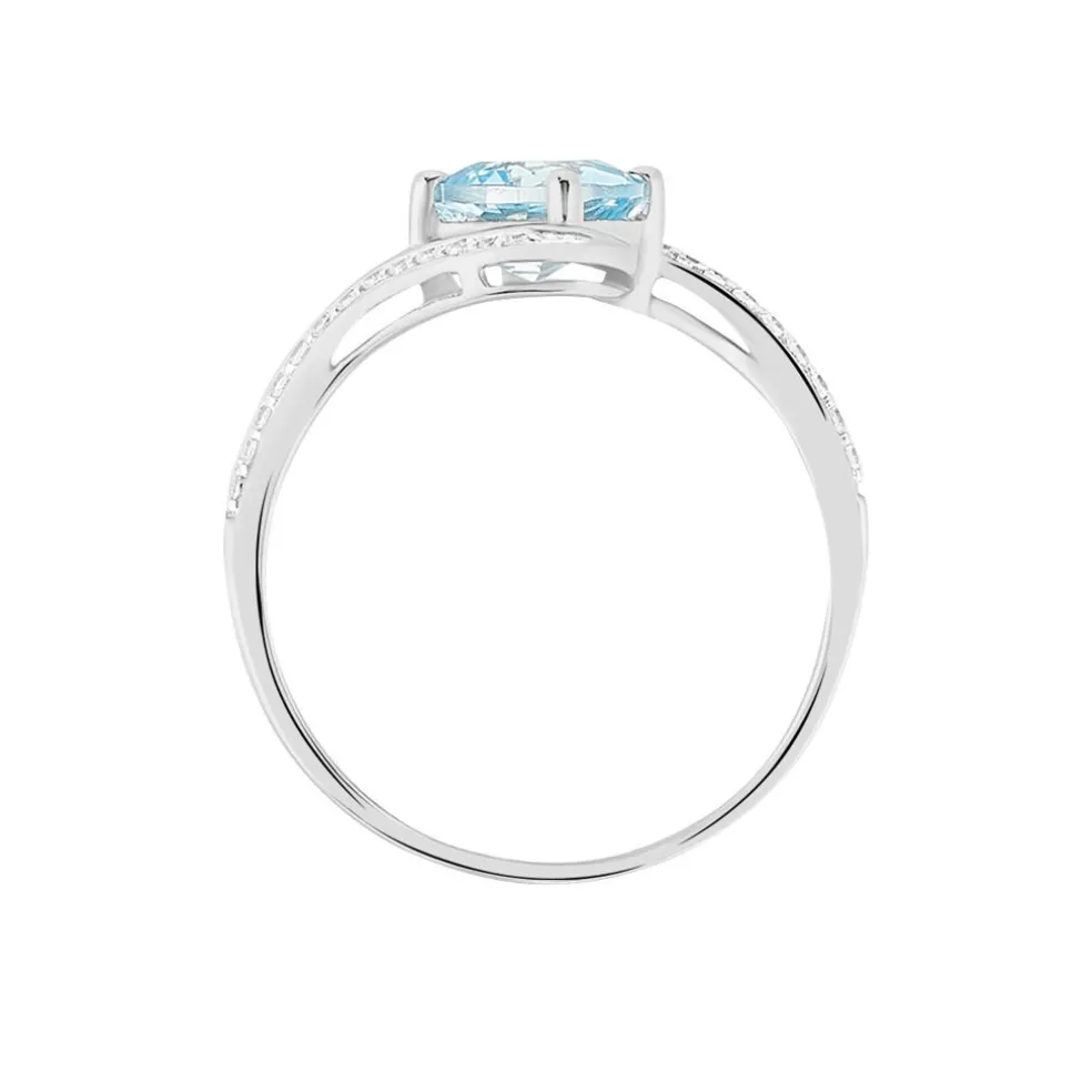Bague Maria-serena Or Blanc Topaze Et Oxyde De Zirconium