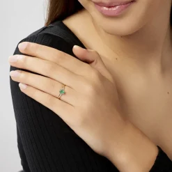 Bague Marie Or Jaune Emeraude Et Diamant