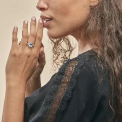 Bague Marie-camille Or Blanc Topaze Et Oxyde De Zirconium