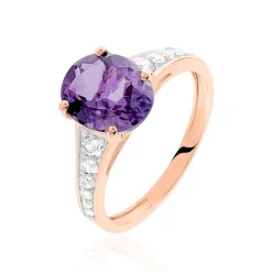 Bague Marie-camille Or Rose Amethyste Et Oxyde De Zirconium