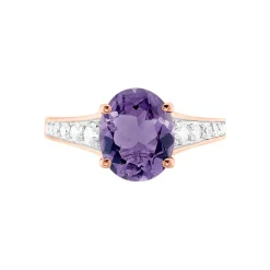 Bague Marie-camille Or Rose Amethyste Et Oxyde De Zirconium