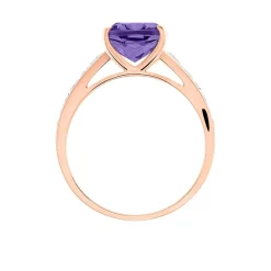 Bague Marie-camille Or Rose Amethyste Et Oxyde De Zirconium