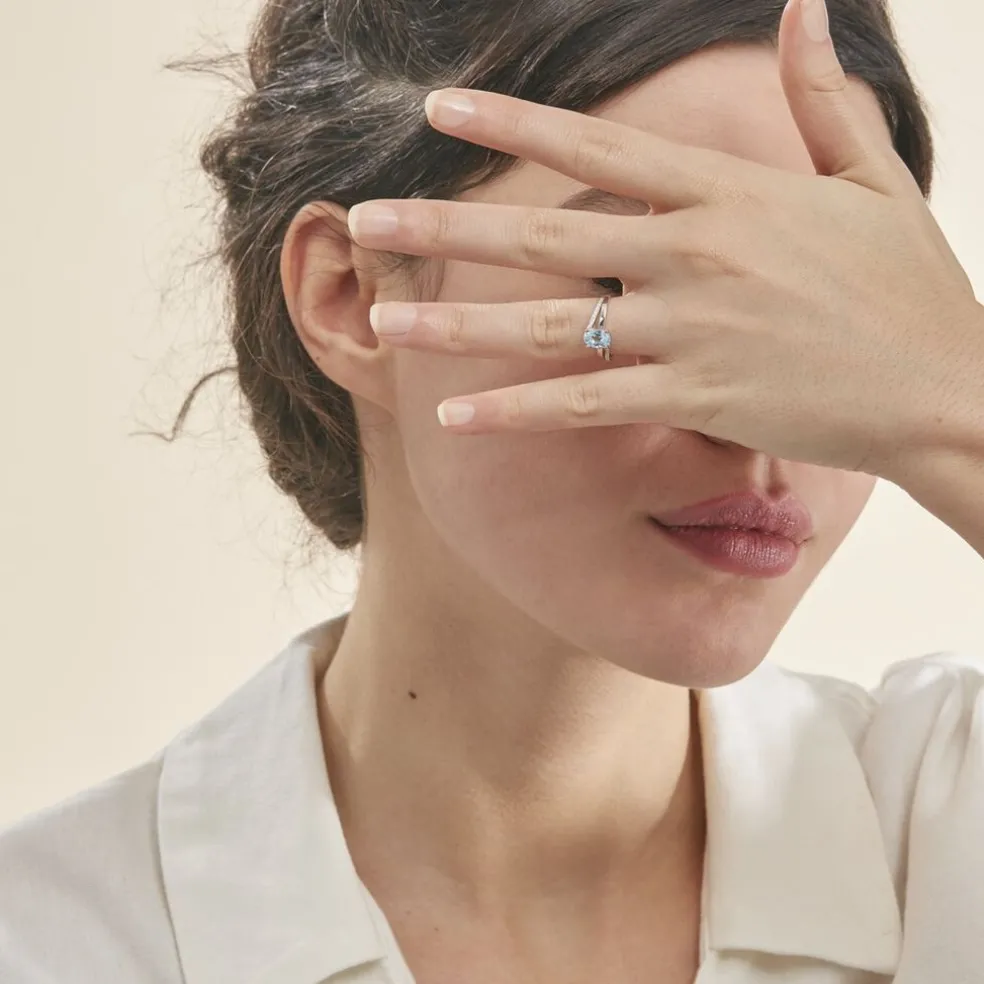 Bague Marie-eva Or Blanc Topaze Et Oxyde De Zirconium