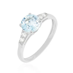Bague Maysara Or Blanc Topaze Et Oxyde De Zirconium