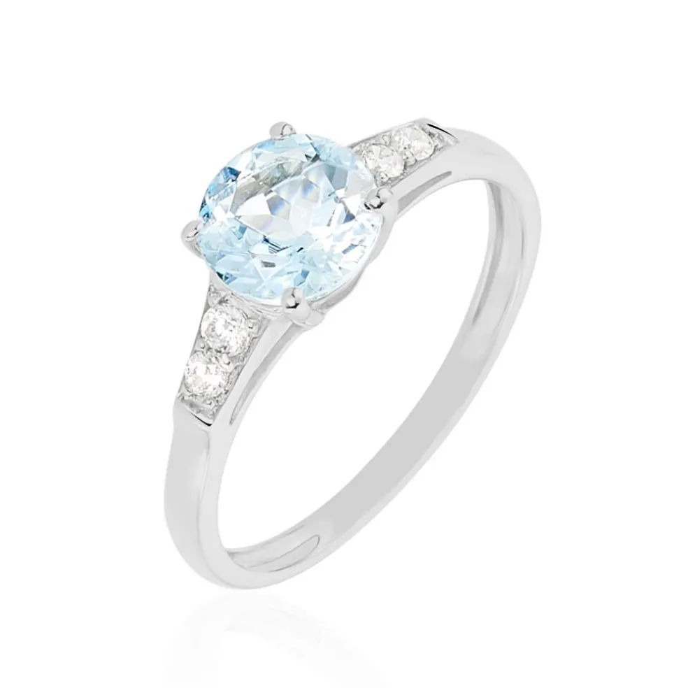 Bague Maysara Or Blanc Topaze Et Oxyde De Zirconium