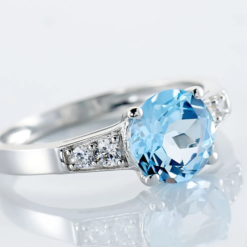 Bague Maysara Or Blanc Topaze Et Oxyde De Zirconium