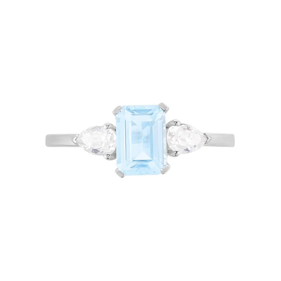 Bague Medyna Or Blanc Topaze Et Oxyde De Zirconium