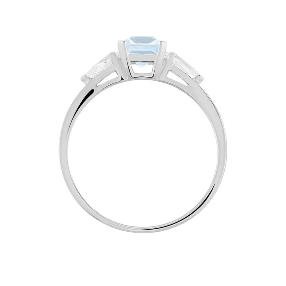 Bague Medyna Or Blanc Topaze Et Oxyde De Zirconium