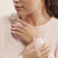 Bague Medyna Or Blanc Topaze Et Oxyde De Zirconium