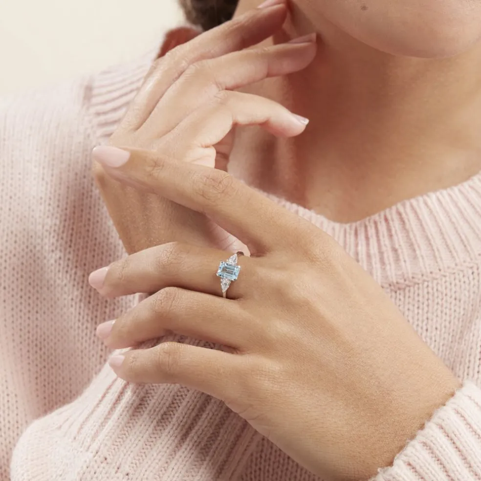 Bague Medyna Or Blanc Topaze Et Oxyde De Zirconium