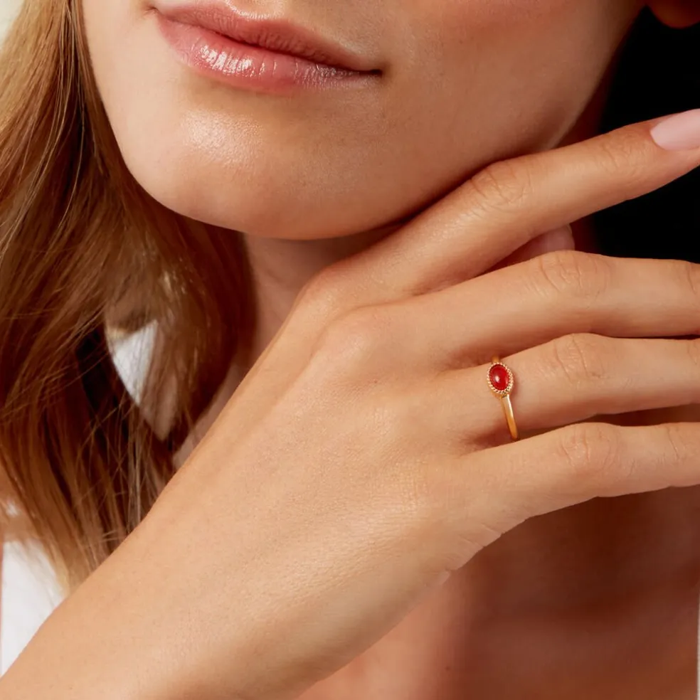 Bague Memory Plaqué Or Jaune Pierre De Synthese