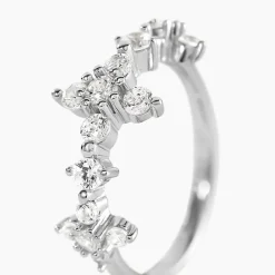 Bague Midnight Flower Argent Blanc Oxyde De Zirconium