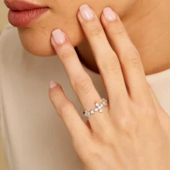 Bague Midnight Flower Argent Blanc Oxyde De Zirconium