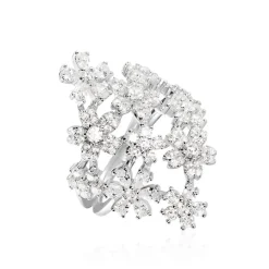 Bague Midnight Flower Argent Blanc Oxyde De Zirconium