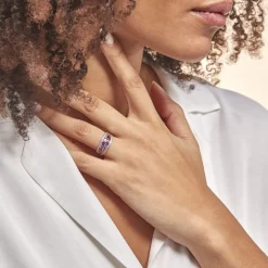 Bague Multicolore Or Blanc Amethyste Et Saphir Et Rhodolite