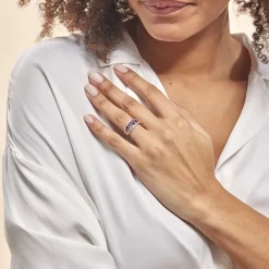 Bague Multicolore Or Blanc Amethyste Et Saphir Et Rhodolite