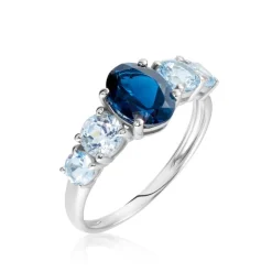 Bague Muna Or Blanc Topaze Bleu London Topaze Topaze