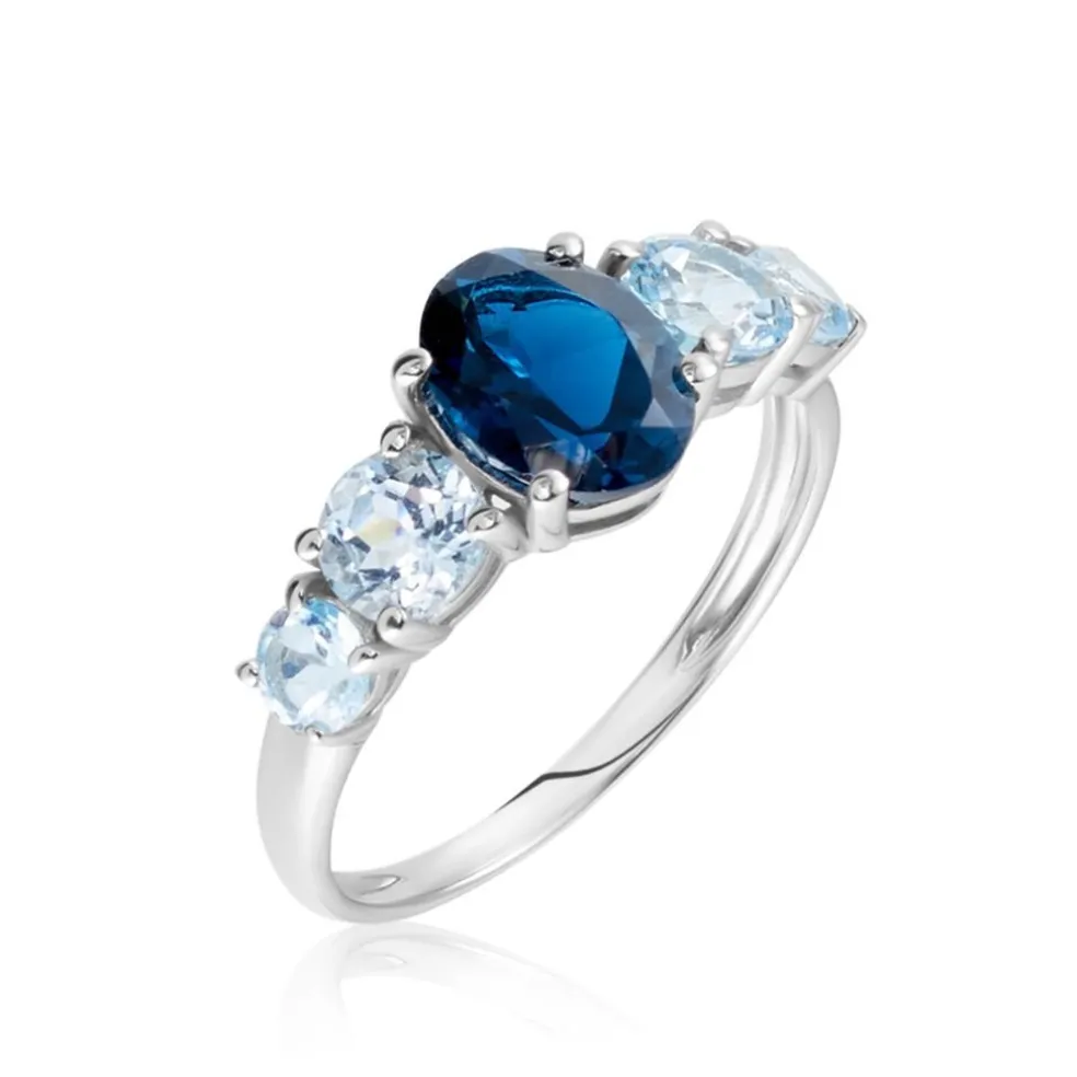 Bague Muna Or Blanc Topaze Bleu London Topaze Topaze