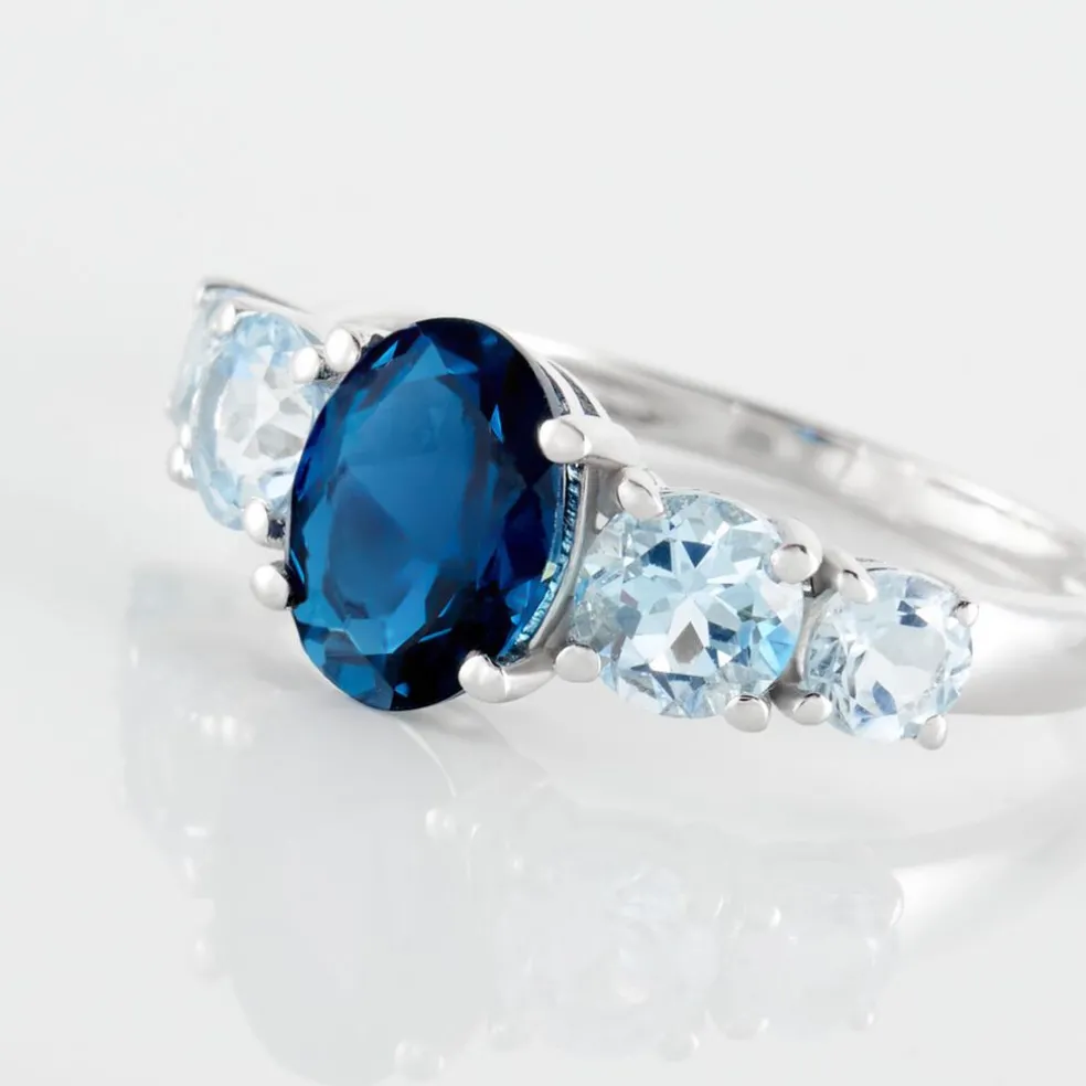 Bague Muna Or Blanc Topaze Bleu London Topaze Topaze