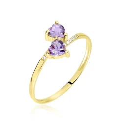 Bague Myrtie Or Jaune Amethyste Violet Oxyde De Zirconium