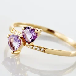 Bague Myrtie Or Jaune Amethyste Violet Oxyde De Zirconium