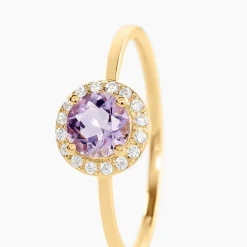 Bague Najib Or Jaune Améthyste Oxyde De Zirconium