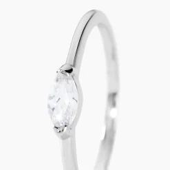 Bague Navette Argent Blanc Oxyde De Zirconium
