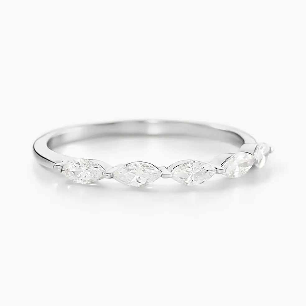Bague Navette Argent Blanc Oxyde De Zirconium