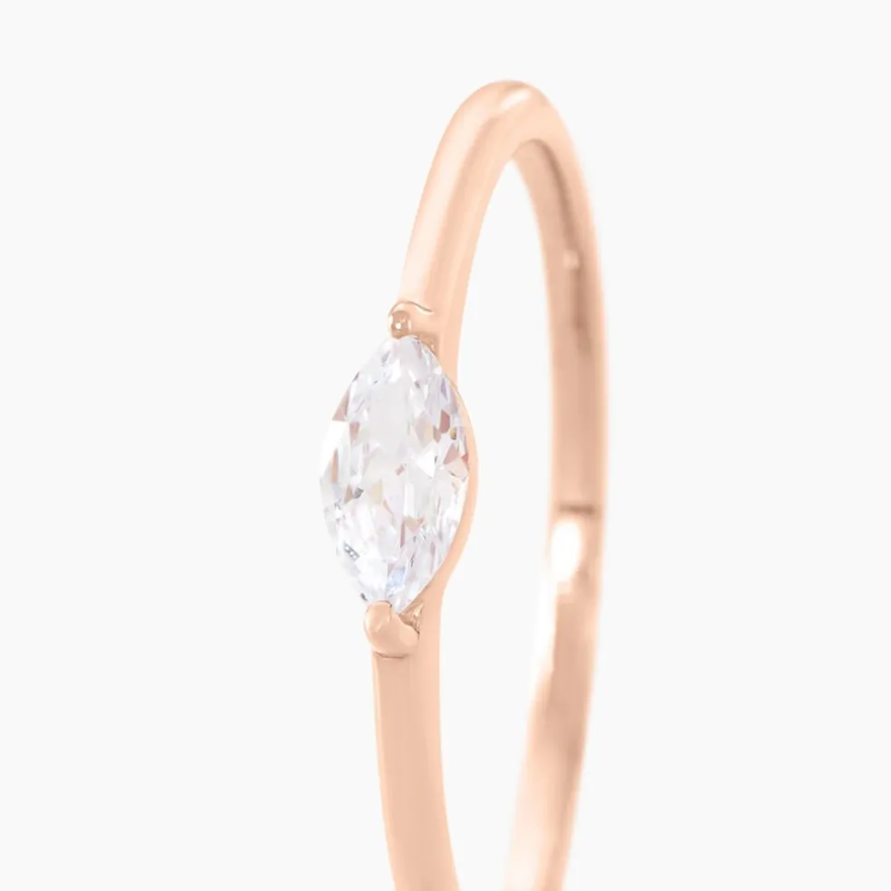 Bague Navette Argent Rose Oxyde De Zirconium
