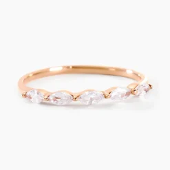 Bague Navette Argent Rose Oxyde De Zirconium