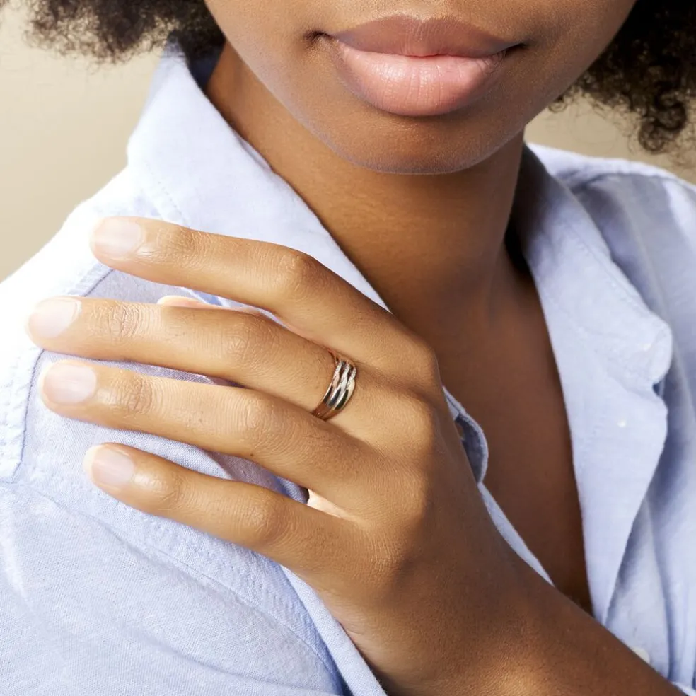 Bague Nesibe Or Tricolore Diamant