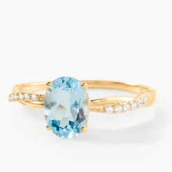 Bague Niklaus Or Jaune Topaze Oxyde De Zirconium