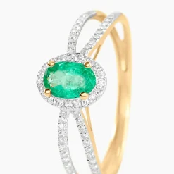 Bague Ninian Or Jaune Emeraude Diamant